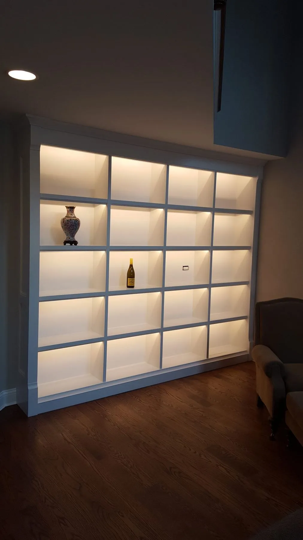 Lit cubbies with display pieces